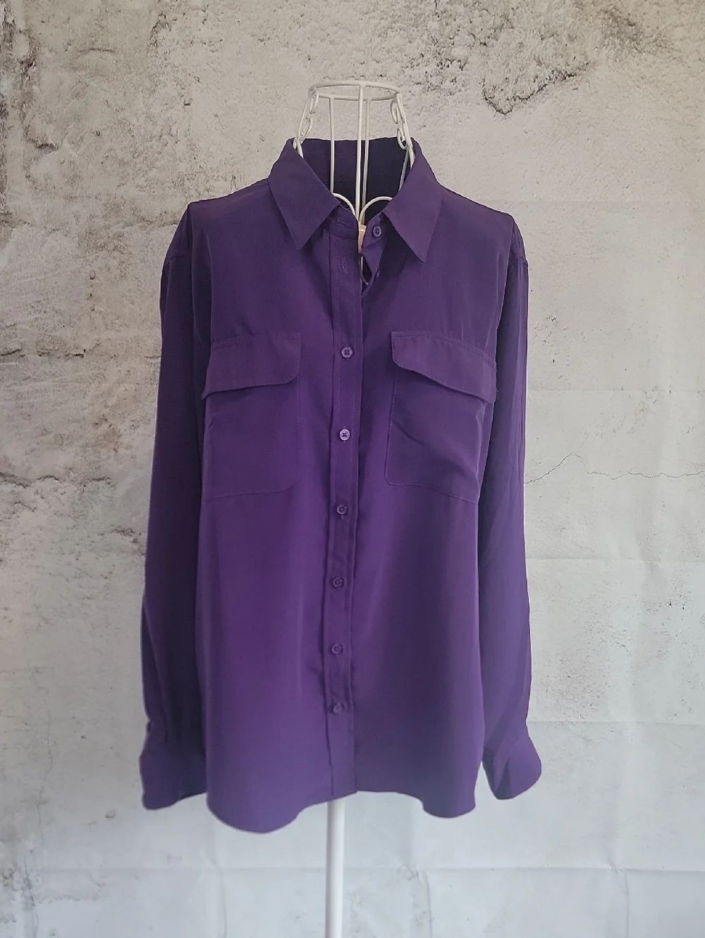 Central Park West Purple Button-Front Women's Blouse NWT Size L